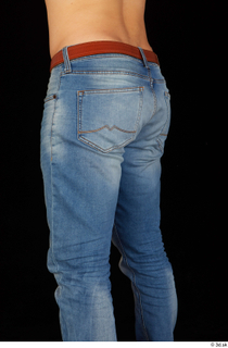 Orest blue jeans brown belt casual dressed hips thigh 0004.jpg